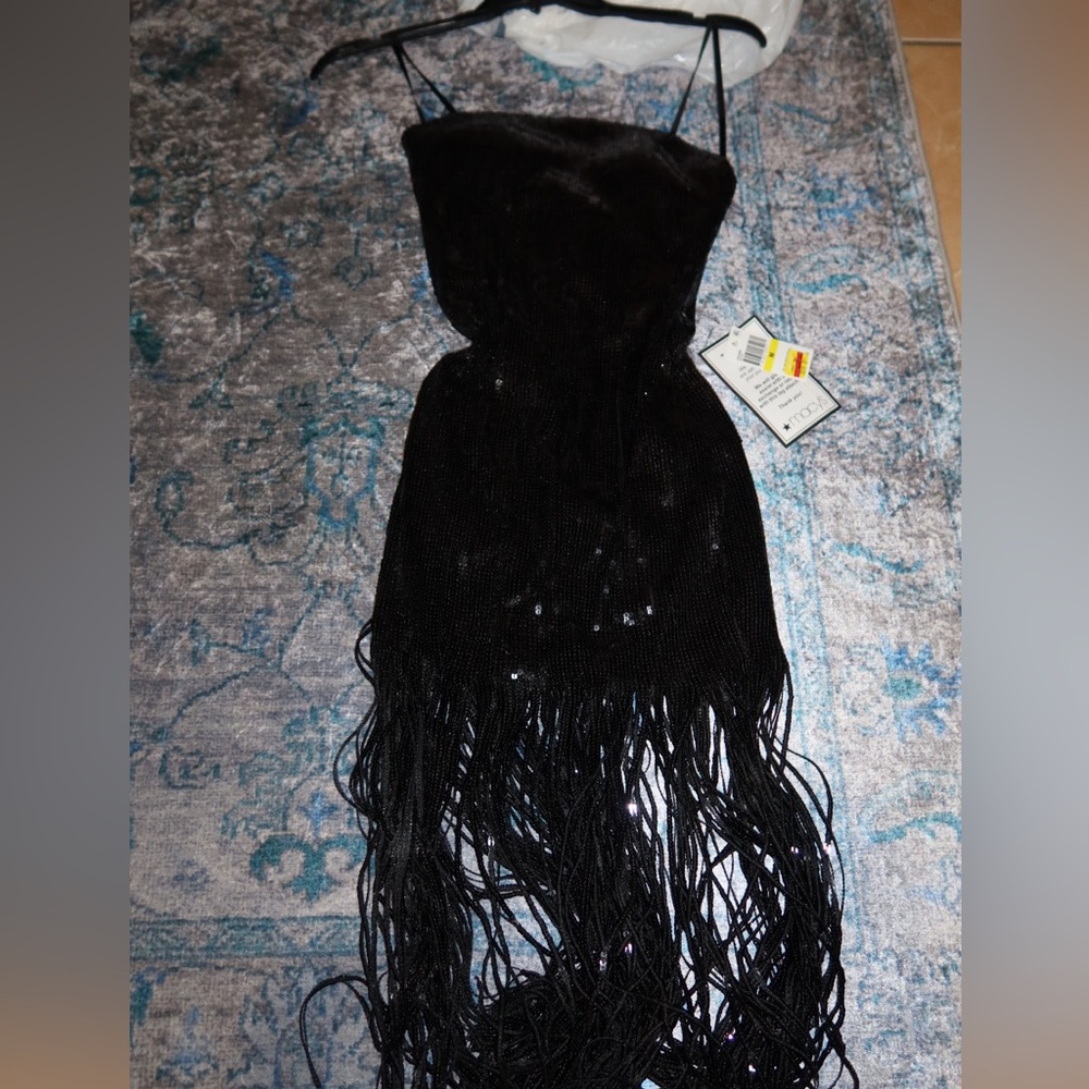 Elegant Black Fringe Dress